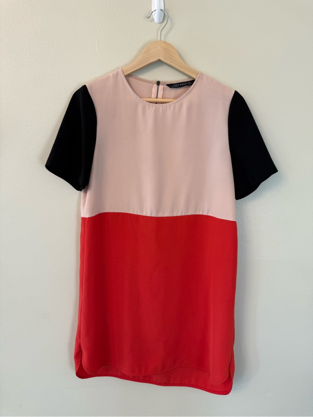 Zara Retro 60s Mod Style Color Block Short Sleeve Mini Dress Size S